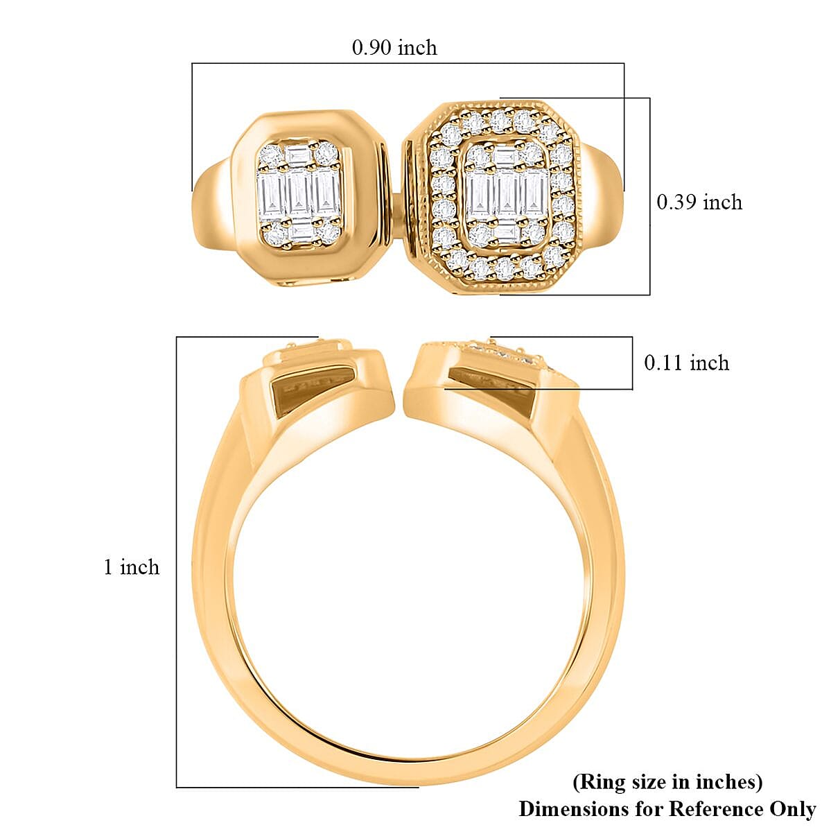 Clarte Gatsby Duo Collection Moissanite 0.35 ctw Ring in Vermeil Yellow Gold Over Sterling Silver (Size 7.0) image number 4