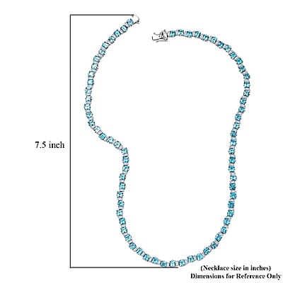 D'Joy Premium Betroka Blue Apatite and Moissanite 29.50 ctw Sea Waves Necklace in Rhodium Over Sterling Silver 18 Inches