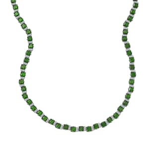 Chrome Diopside and Moissanite 28.85 ctw Sea Waves Necklace in Rhodium Over Sterling Silver 18 Inches