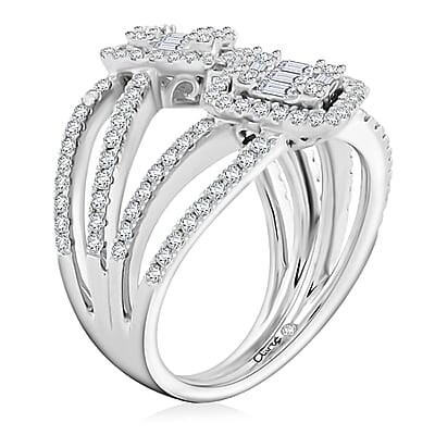 Clarte Disco Collection Moissanite 1.40 ctw Disco Ring in Platinum Over Sterling Silver (Size 10.0)