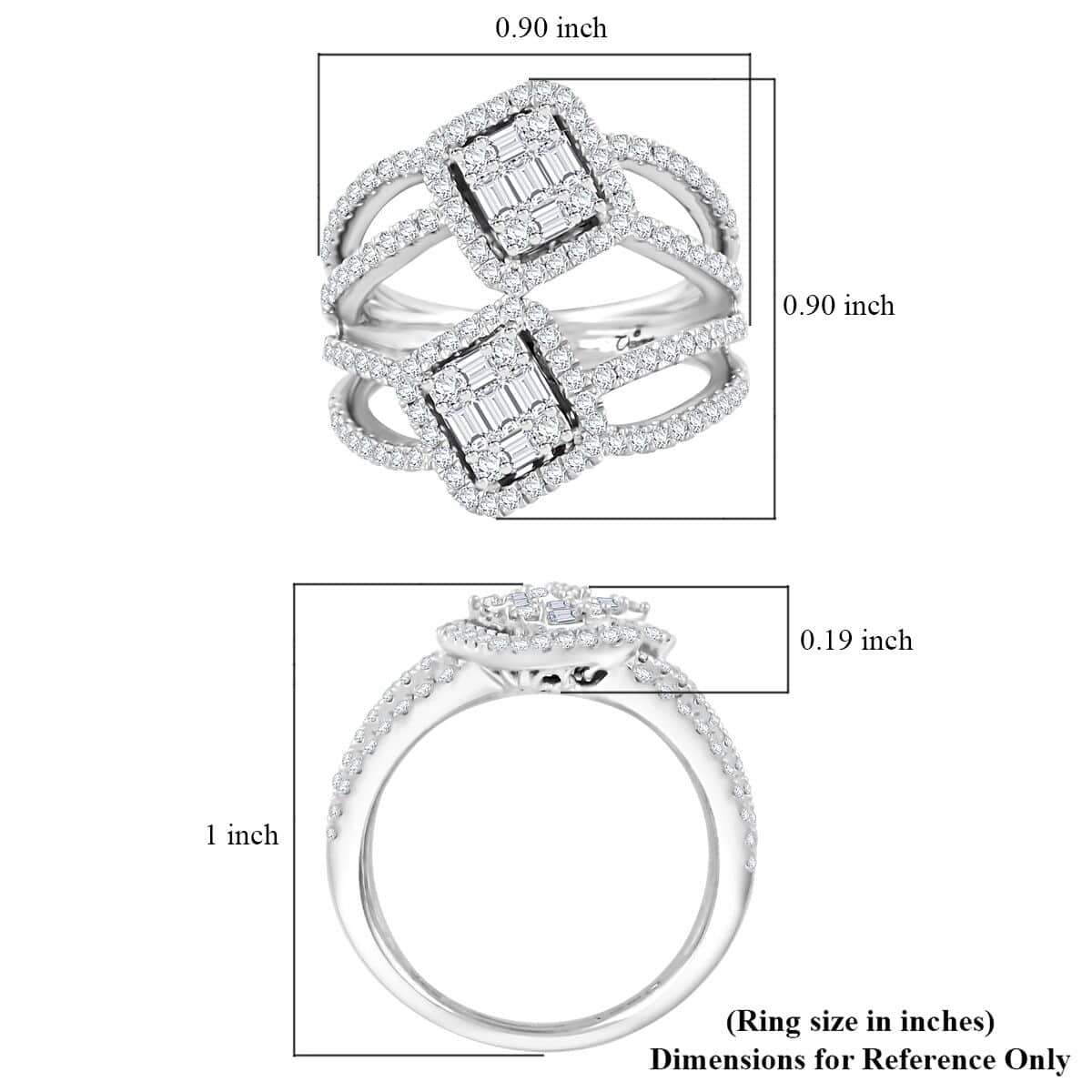 Clarte Disco Collection Moissanite 1.40 ctw Disco Ring in Platinum Over Sterling Silver (Size 10.0) image number 4