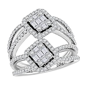 Clarte Disco Collection Moissanite 1.40 ctw Disco Ring in Platinum Over Sterling Silver (Size 7.0)