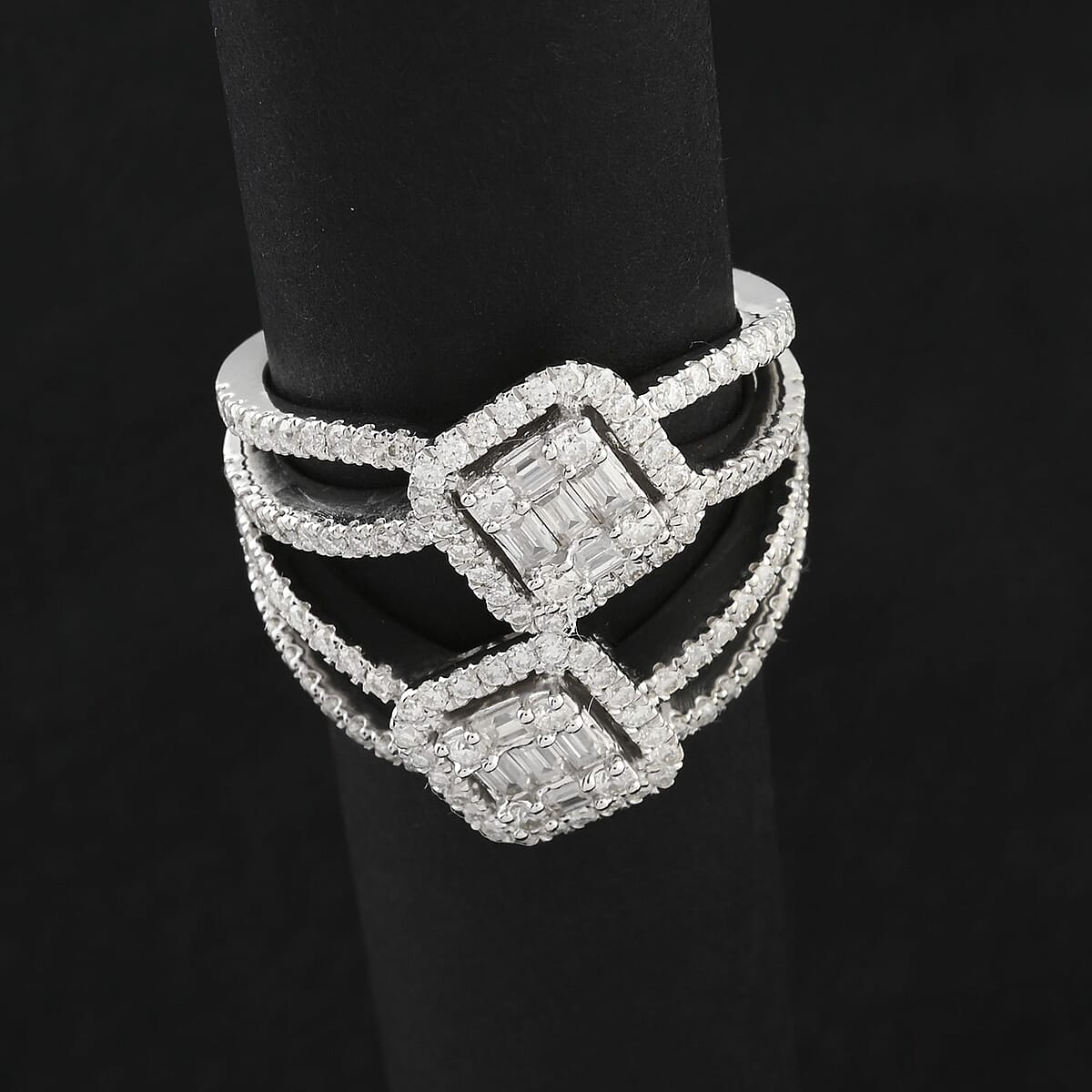 Clarte Disco Collection Moissanite 1.40 ctw Disco Ring in Platinum Over Sterling Silver (Size 7.0) image number 1