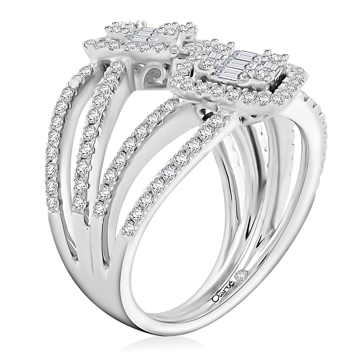 Clarte Disco Collection Moissanite 1.40 ctw Disco Ring in Platinum Over Sterling Silver (Size 7.0) image number 3