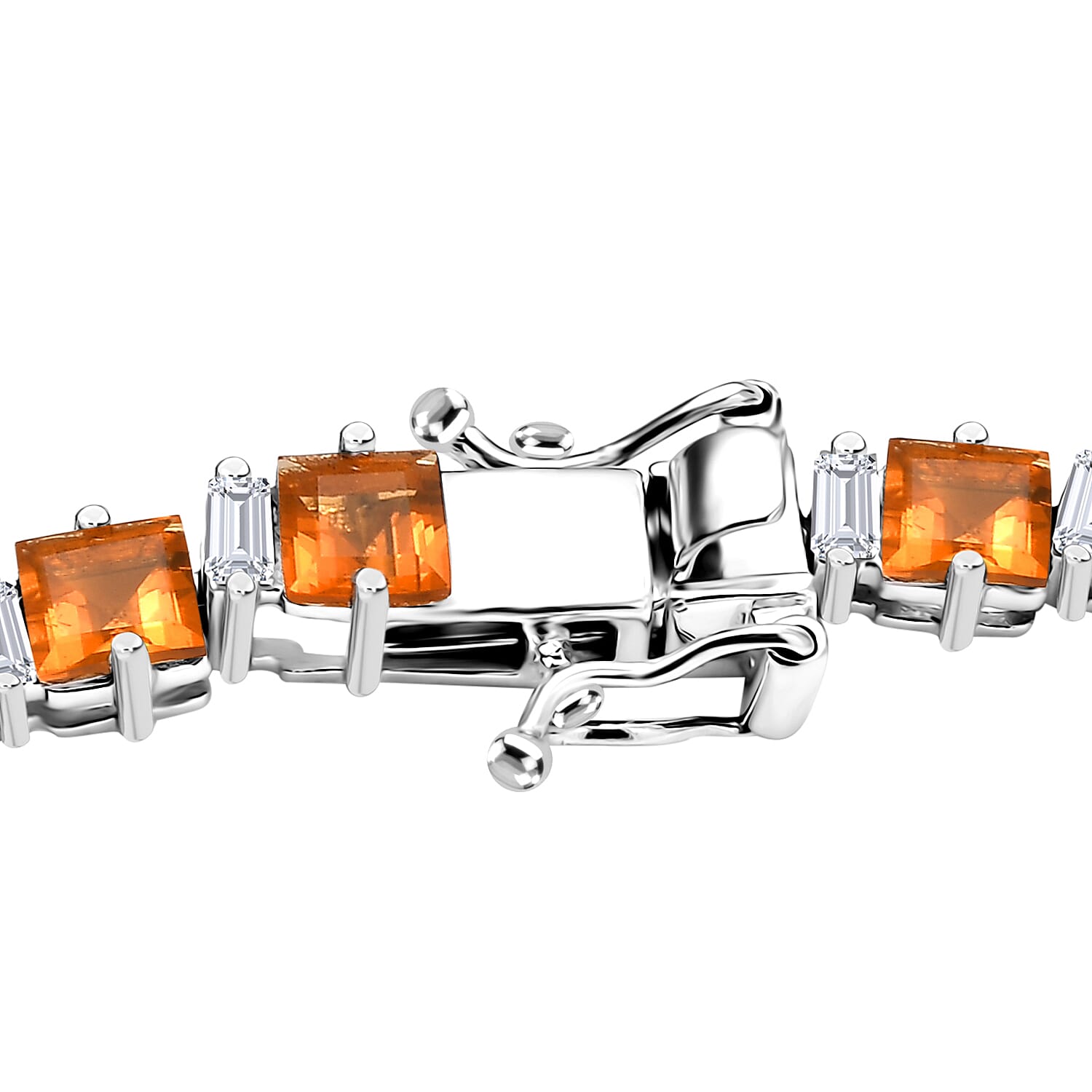 Salamanca Fire Opal and Moissanite 21.15 ctw Sea Waves Necklace in Rhodium Over Sterling Silver 18 Inches