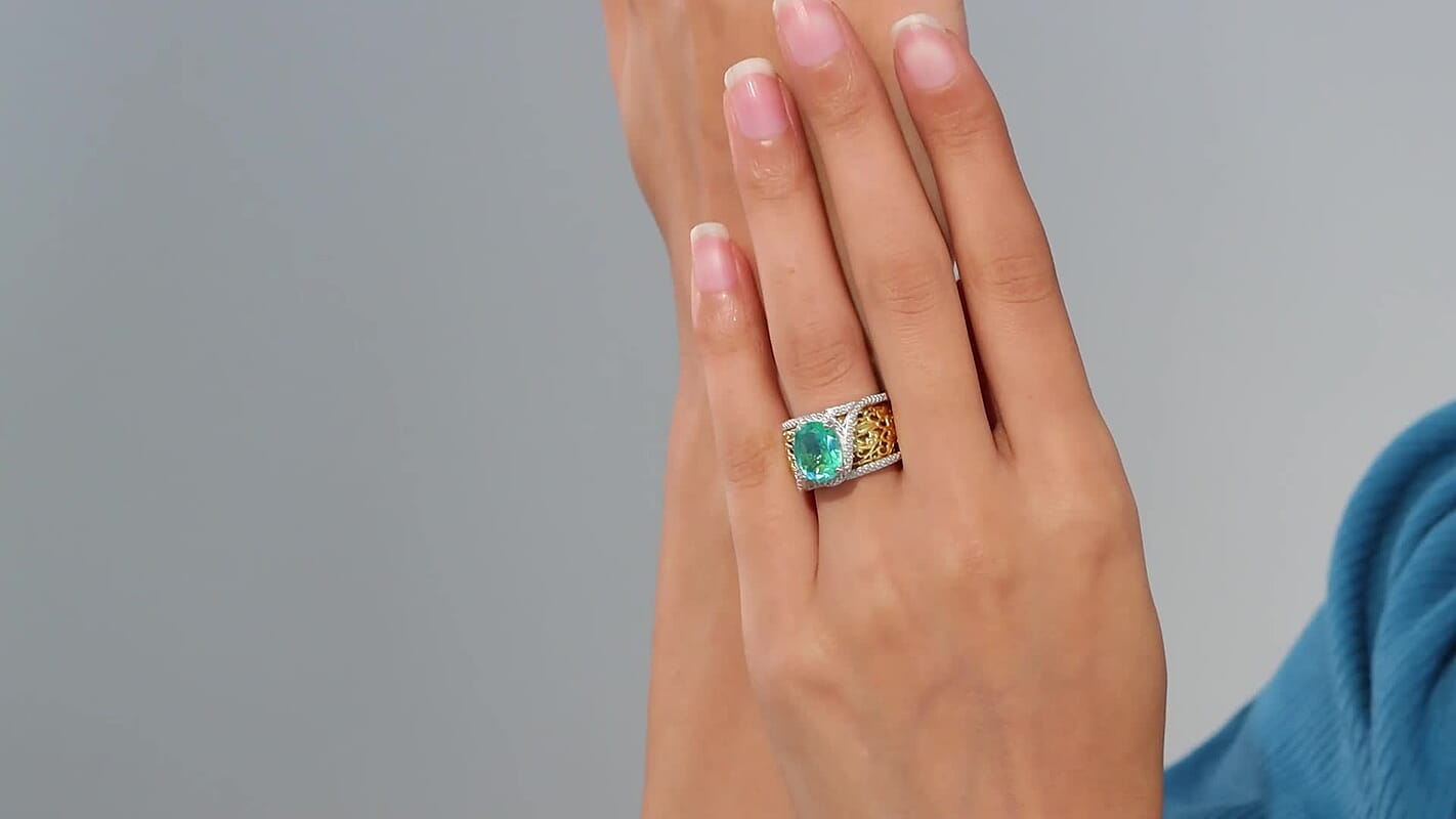 Karis Peacock Quartz Ring in 18K YG Plated (Size 10.0) 3.85 ctw