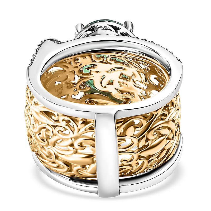 EverTrue Peacock Quartz (Triplet) Stackable 3.85 ctw Royal Heirloom Ring in 18K YG Plated and Platinum Bond (Size 11.0)