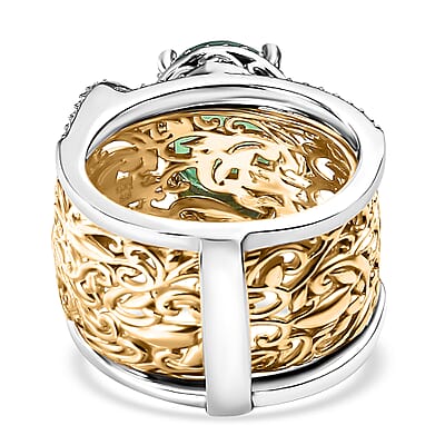 EverTrue Peacock Quartz (Triplet) Stackable 3.85 ctw Royal Heirloom Ring in 18K YG Plated and Platinum Bond (Size 6.0)