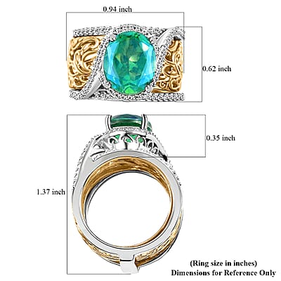 EverTrue Peacock Quartz (Triplet) Stackable 3.85 ctw Royal Heirloom Ring in 18K YG Plated and Platinum Bond (Size 6.0)