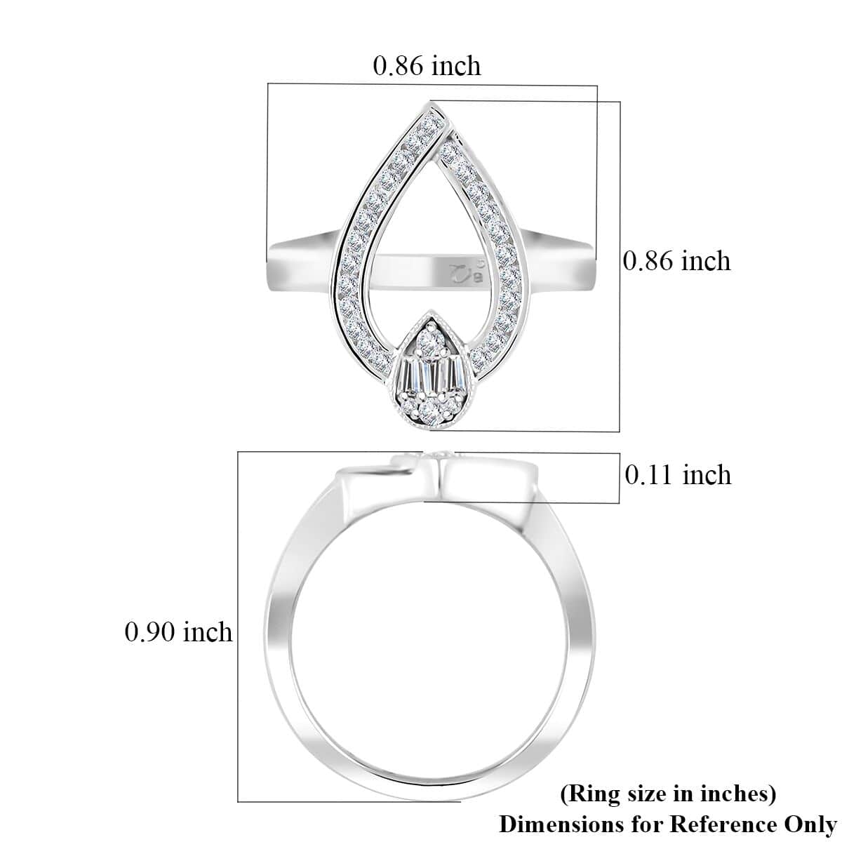 Clarte Vera Collection Moissanite Ring in Platinum Over Sterling Silver (Size 10.0) 0.45 ctw image number 4