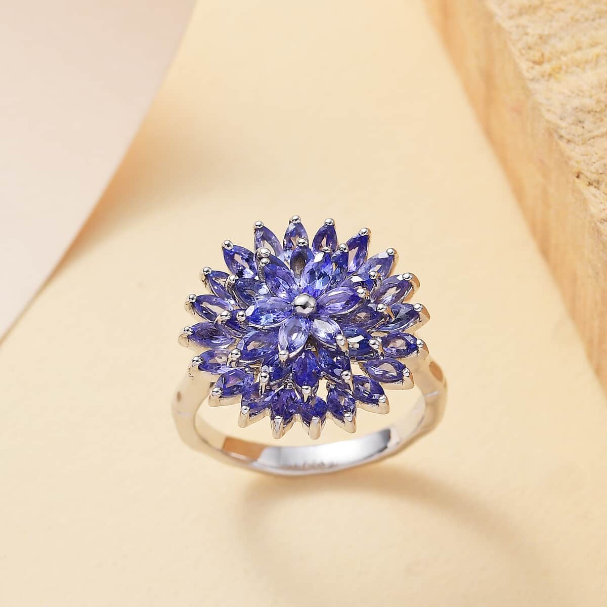 Tanzanite Ring in Rhodium Over Sterling Silver (Size 8.0) 3.35 ctw image number 1