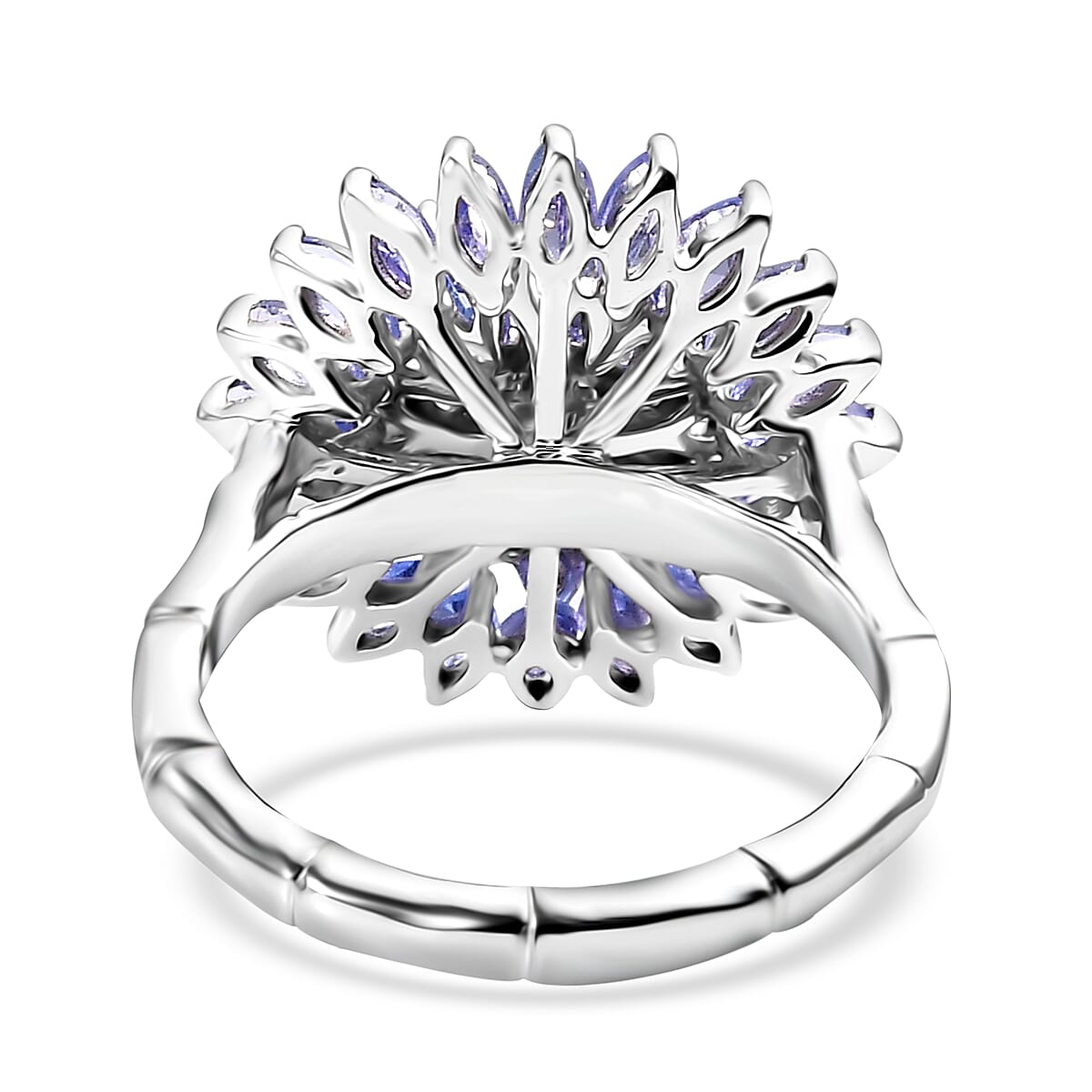 Tanzanite 3.35 ctw Pagoda Bloom Ring in Rhodium Over Sterling Silver (Size 10.0)