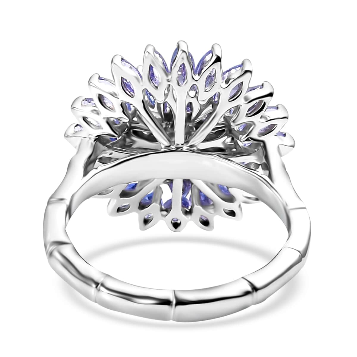 Tanzanite 3.35 ctw Pagoda Bloom Ring in Rhodium Over Sterling Silver (Size 5.0) image number 4