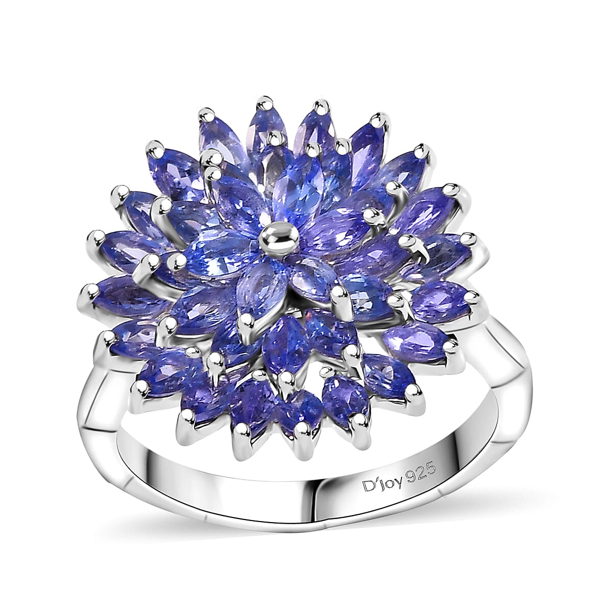 Tanzanite 3.35 ctw Pagoda Bloom Ring in Rhodium Over Sterling Silver (Size 8.0) image number 0
