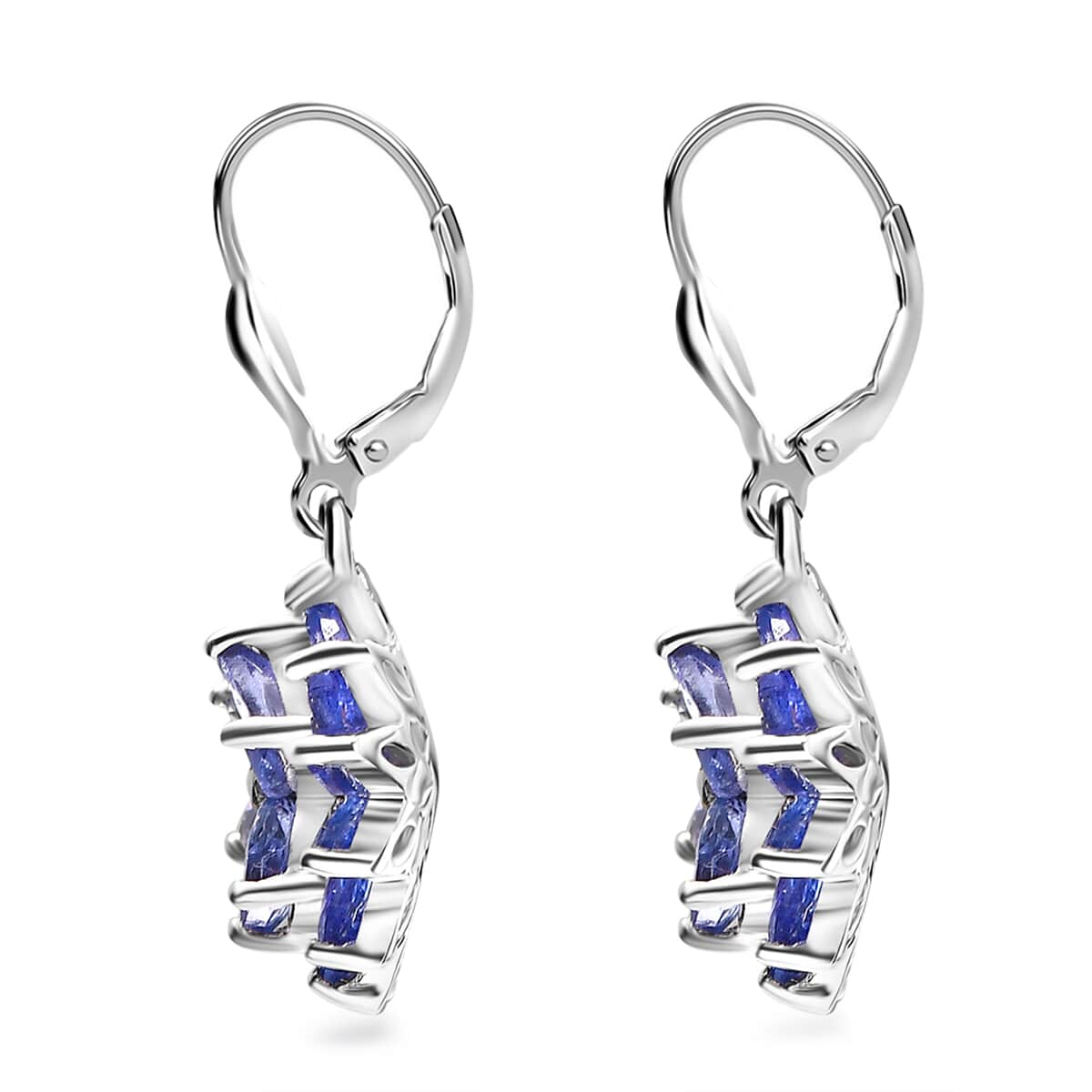 Tanzanite 3.20 ctw Pagoda Bloom Earrings in Rhodium Over Sterling Silver  image number 3