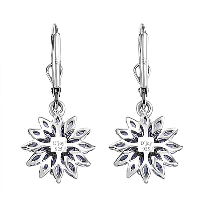 Tanzanite 3.20 ctw Pagoda Bloom Earrings in Rhodium Over Sterling Silver 