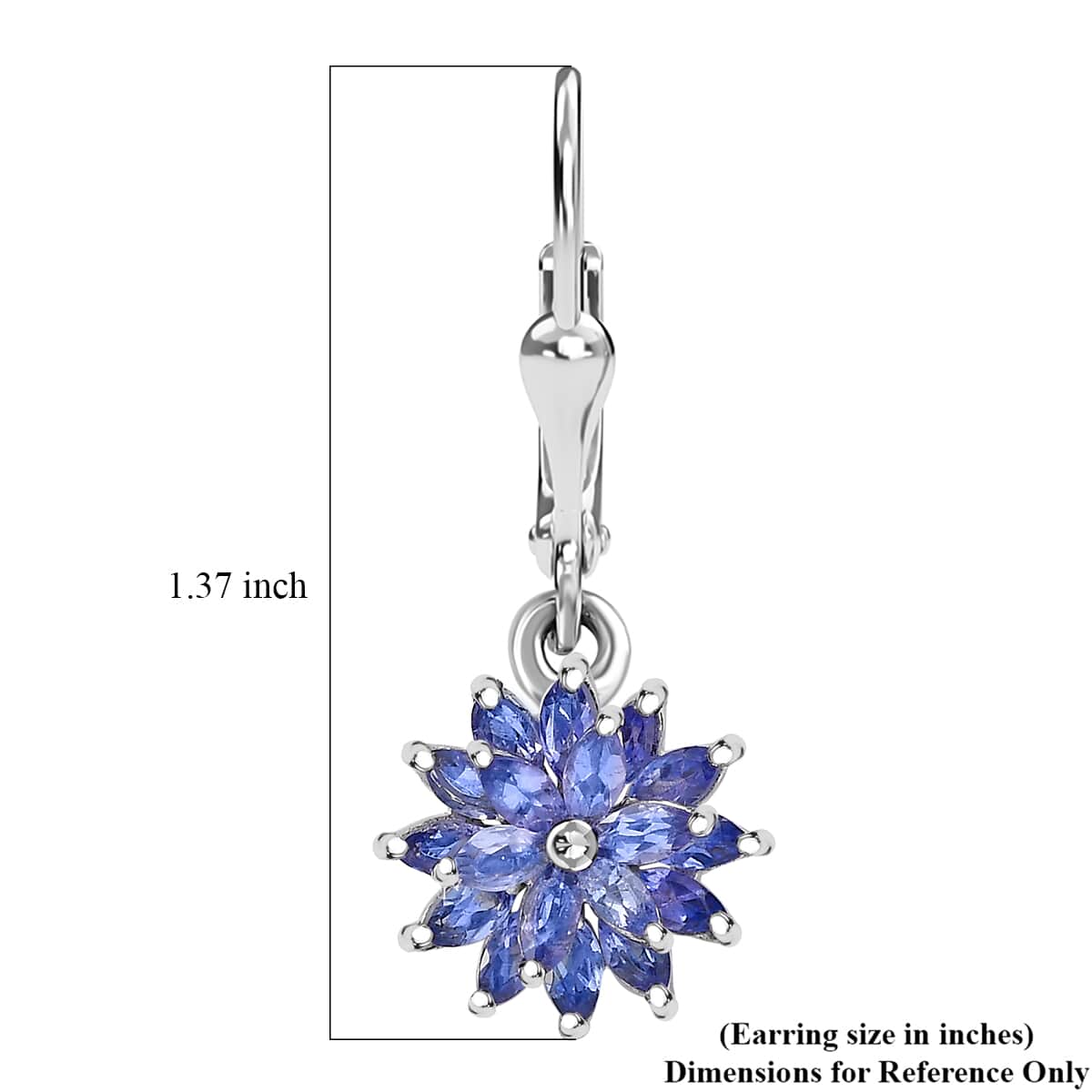 Tanzanite 3.20 ctw Pagoda Bloom Earrings in Rhodium Over Sterling Silver  image number 5