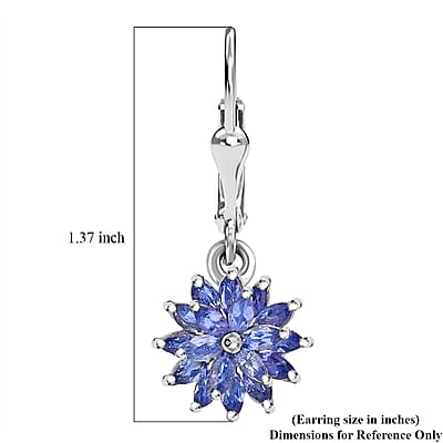 Tanzanite 3.20 ctw Pagoda Bloom Earrings in Rhodium Over Sterling Silver 