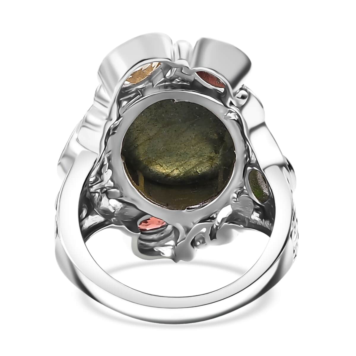 Karis Malagasy Labradorite and Multi Gemstone 12.40 ctw Celestial Garden Ring in Platinum Bond (Size 10.0) image number 5