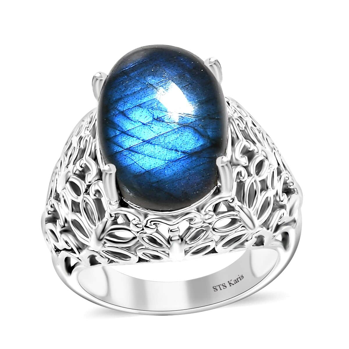 Karis Malagasy Labradorite 10.50 ctw Butterfly Ring in Platinum Bond image number 0