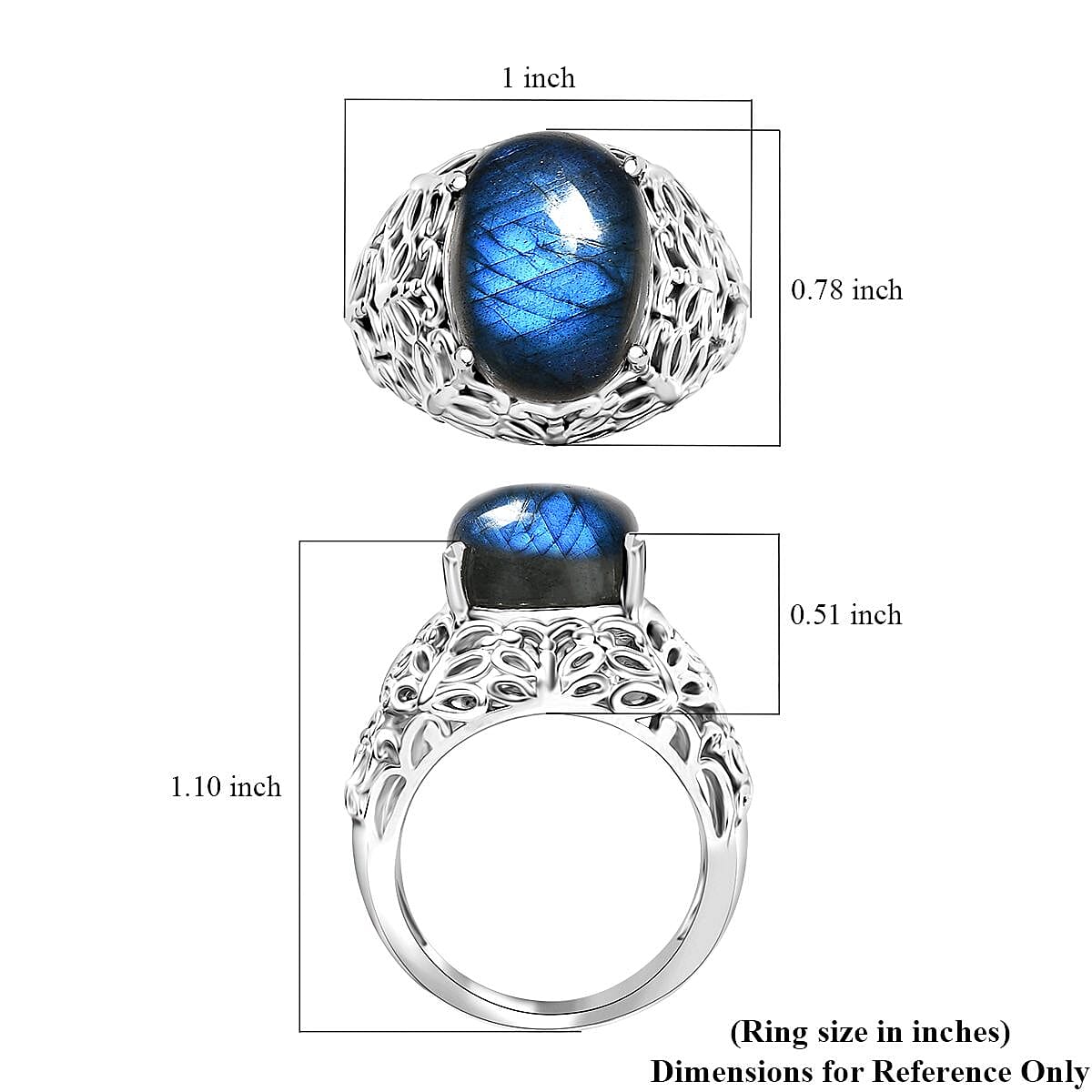 Karis Malagasy Labradorite 10.50 ctw Butterfly Ring in Platinum Bond (Size 10.0)
