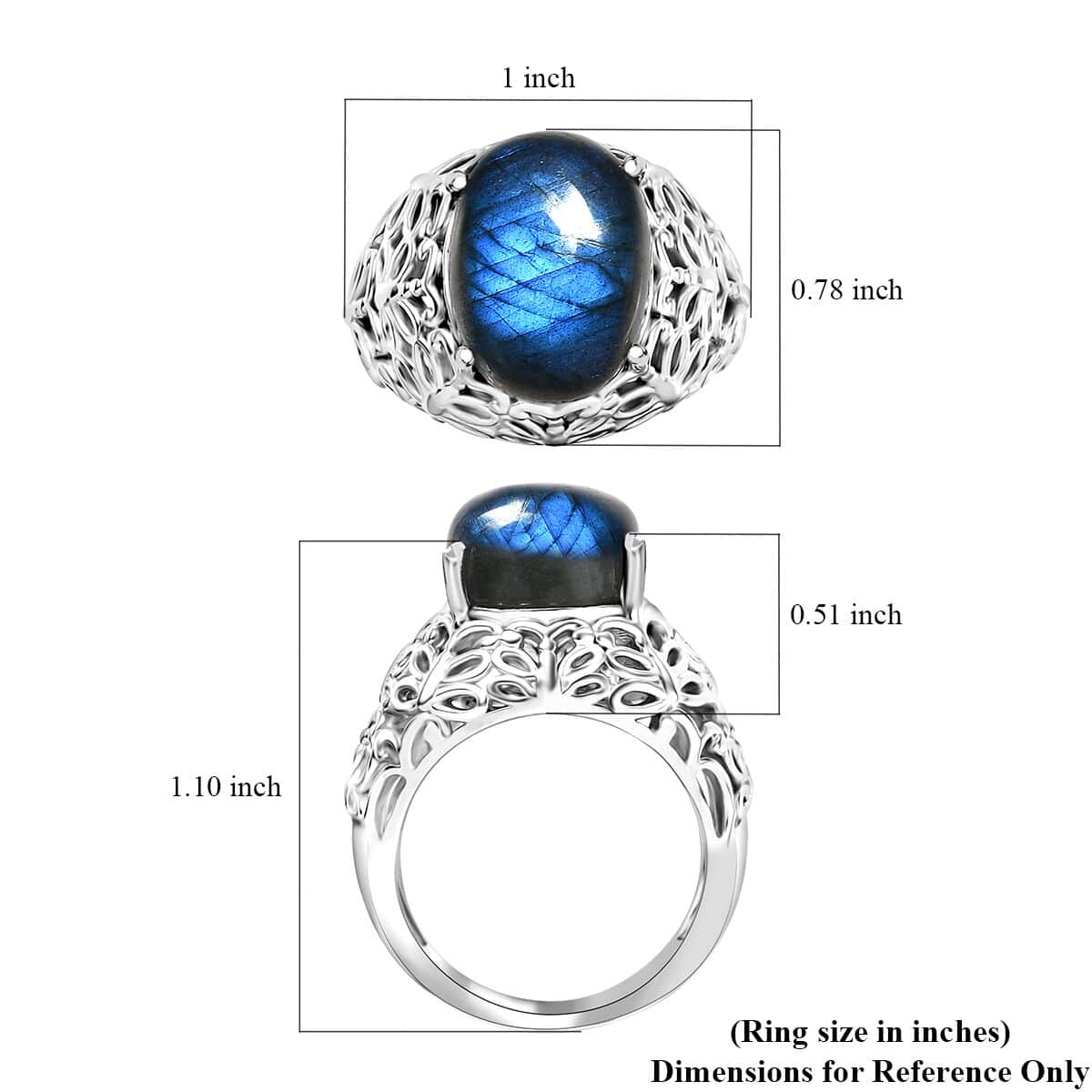 Karis Malagasy Labradorite 10.50 ctw Butterfly Ring in Platinum Bond image number 5