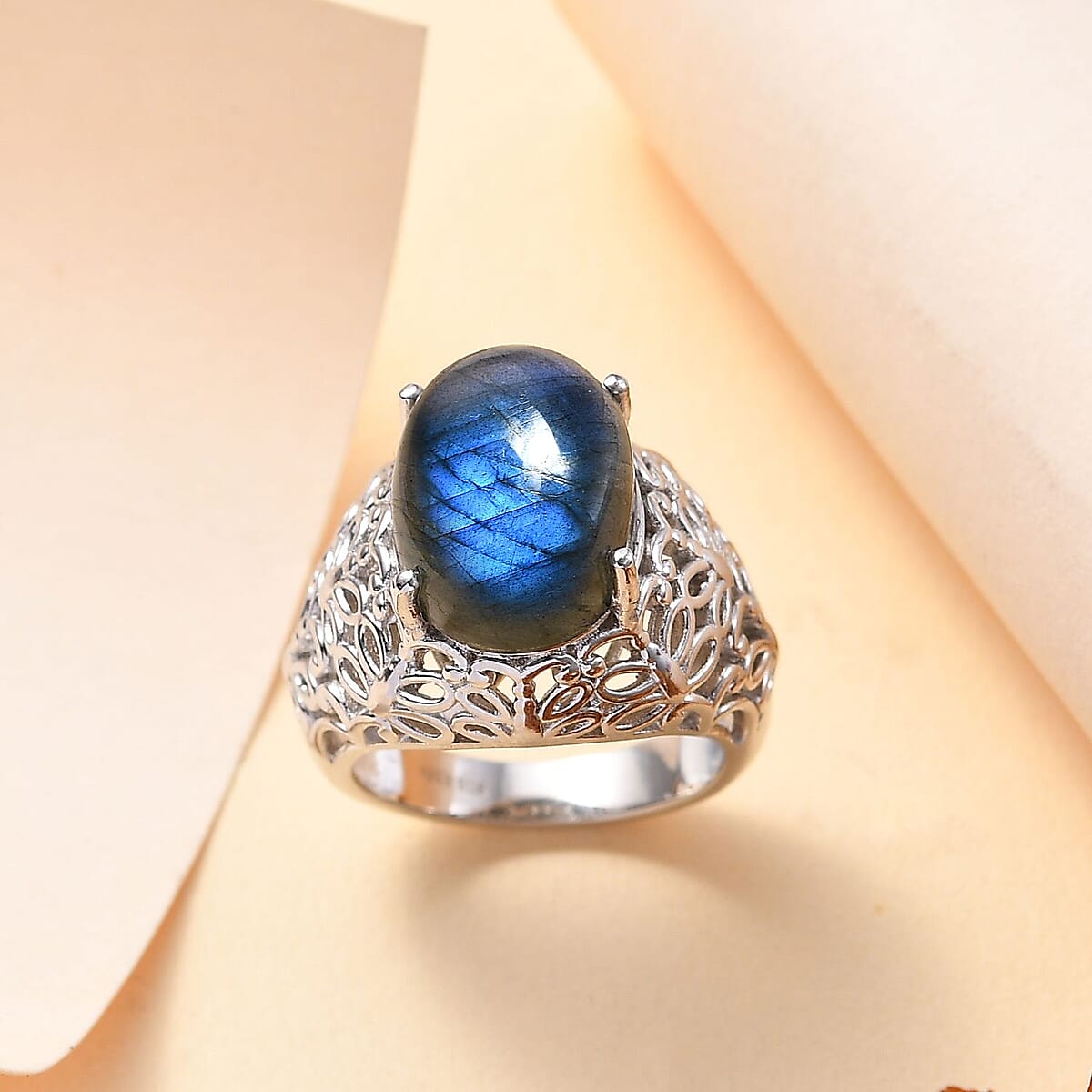 Karis Malagasy Labradorite 10.50 ctw Butterfly Ring in Platinum Bond (Size 9.0) image number 1