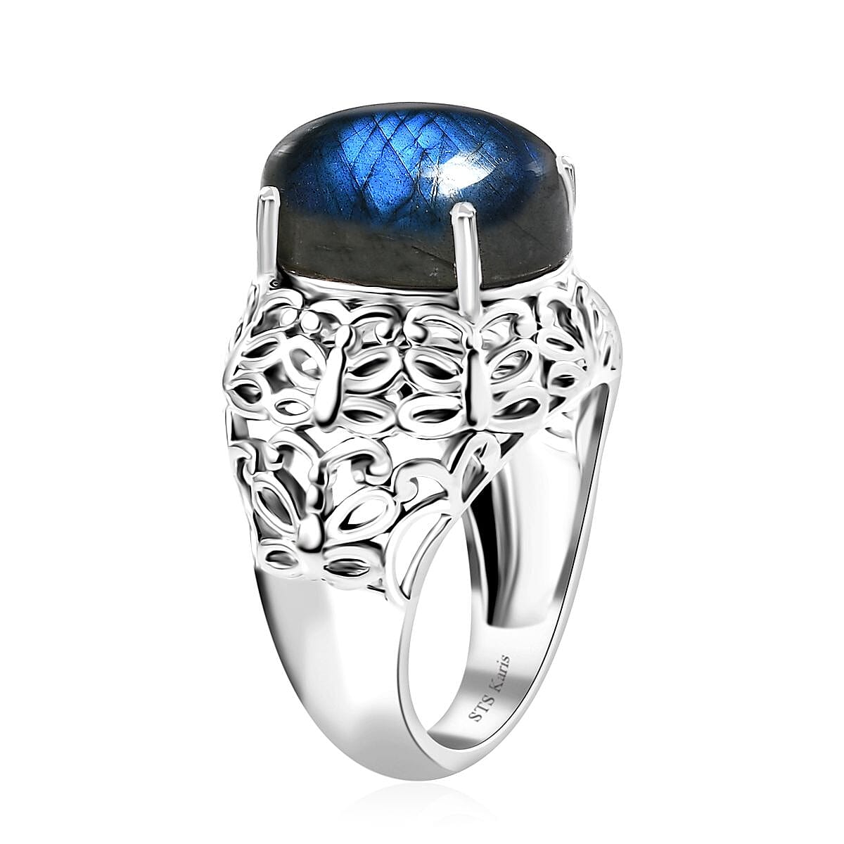 Karis Malagasy Labradorite 10.50 ctw Butterfly Ring in Platinum Bond (Size 9.0) image number 3