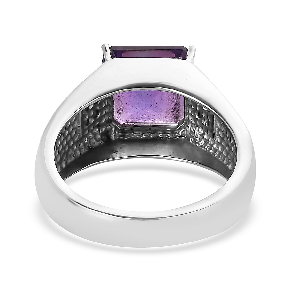 Premium African Amethyst and Mozambique Garnet 4.90 ctw Men's Ring in Stainless Steel (Size 12.0) image number 4