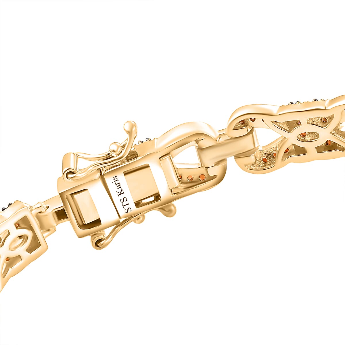 Karis Mozambique Garnet and White Zircon 3.15 ctw Bow Knot Bracelet in 18K Yellow Gold Plate (8.00 In) image number 3