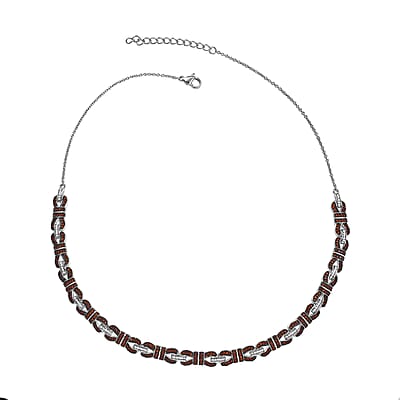 Karis Mozambique Garnet and White Zircon 3.80 ctw Bow Knot Necklace in Platinum Bond 18 Inches
