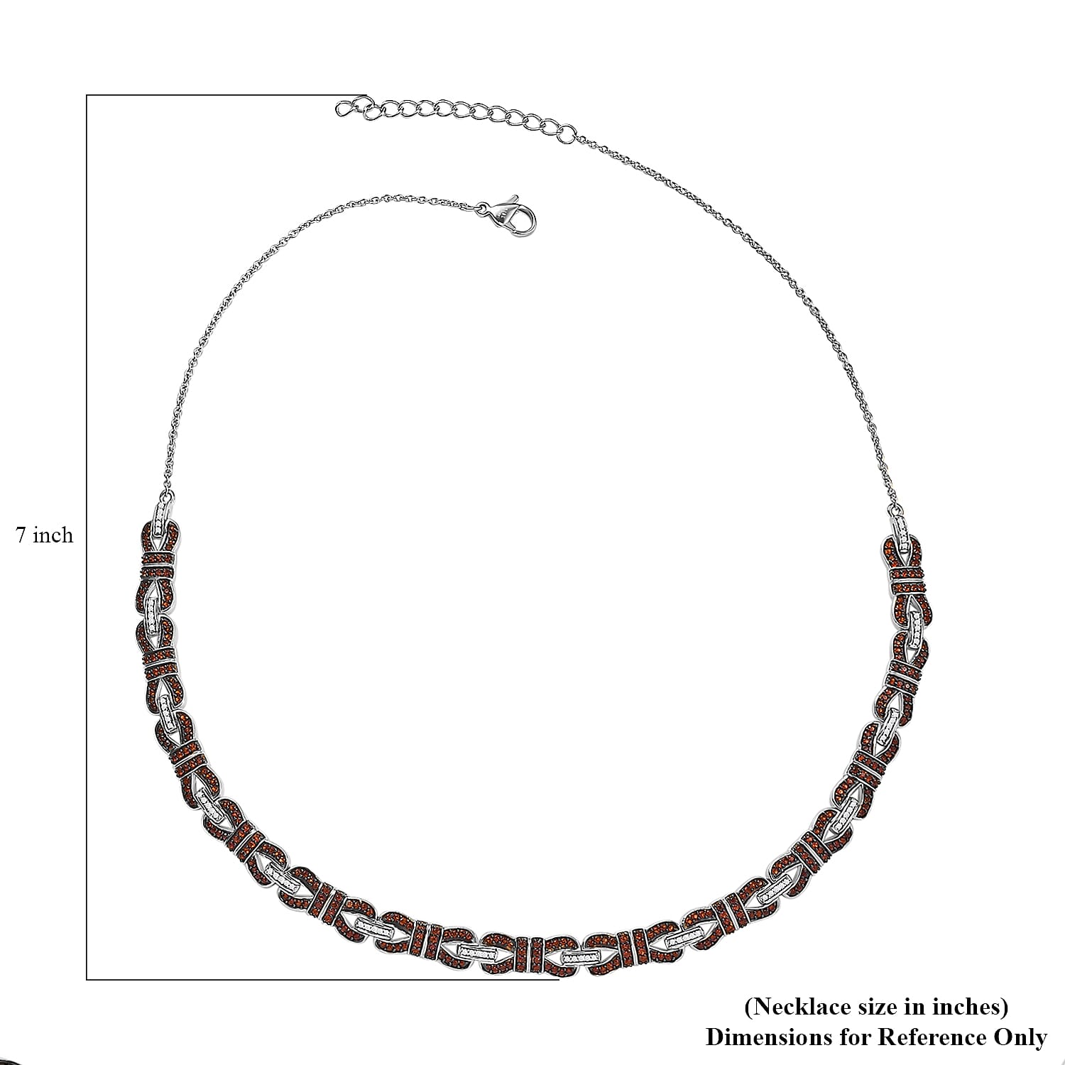 Karis Mozambique Garnet and White Zircon 3.80 ctw Bow Knot Necklace in Platinum Bond 18 Inches