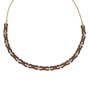 Karis Mozambique Garnet and White Zircon 3.85 ctw Bow Knot Necklace in 18K Yellow Gold Plated 18 Inches