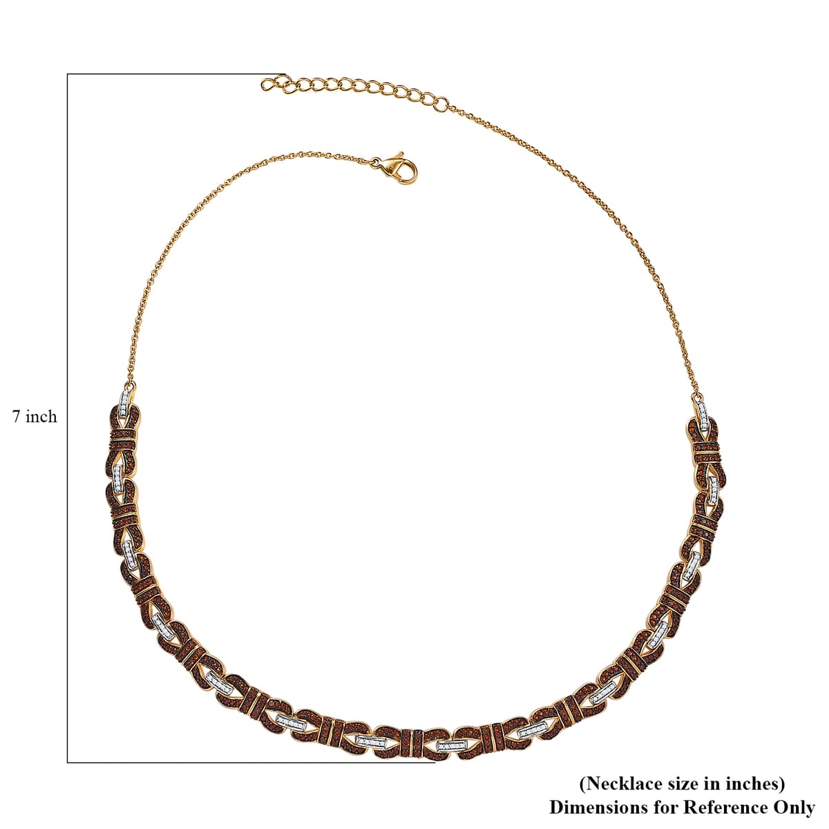 Karis Mozambique Garnet and White Zircon 3.85 ctw Bow Knot Necklace in 18K Yellow Gold Plated 18 Inches image number 5