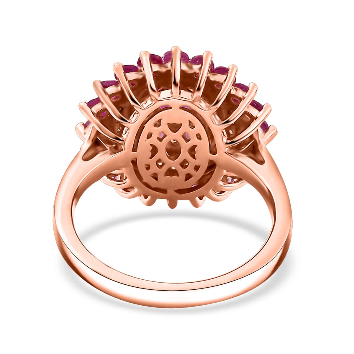 Premium Mozambique Pink Sapphire and Moissanite 2.20 ctw Rosy Halo Ring in 18K Vermeil Rose Gold Over Sterling Silver (Size 6.0)  image number 4