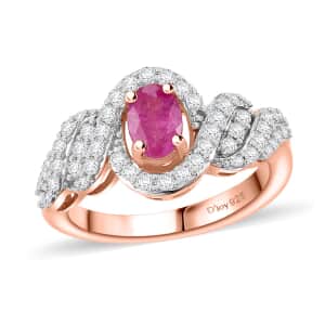 Premium Mozambique Pink Sapphire and Moissanite 1.15 ctw Infinity Blush Ring in 18K Vermeil Rose Gold Over Sterling Silver (Size 10.0)