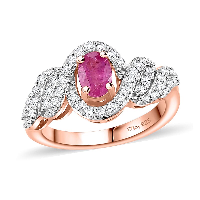 Premium Mozambique Pink Sapphire and Moissanite 1.15 ctw Infinity Blush Ring in 18K Vermeil Rose Gold Over Sterling Silver (Size 10.0)