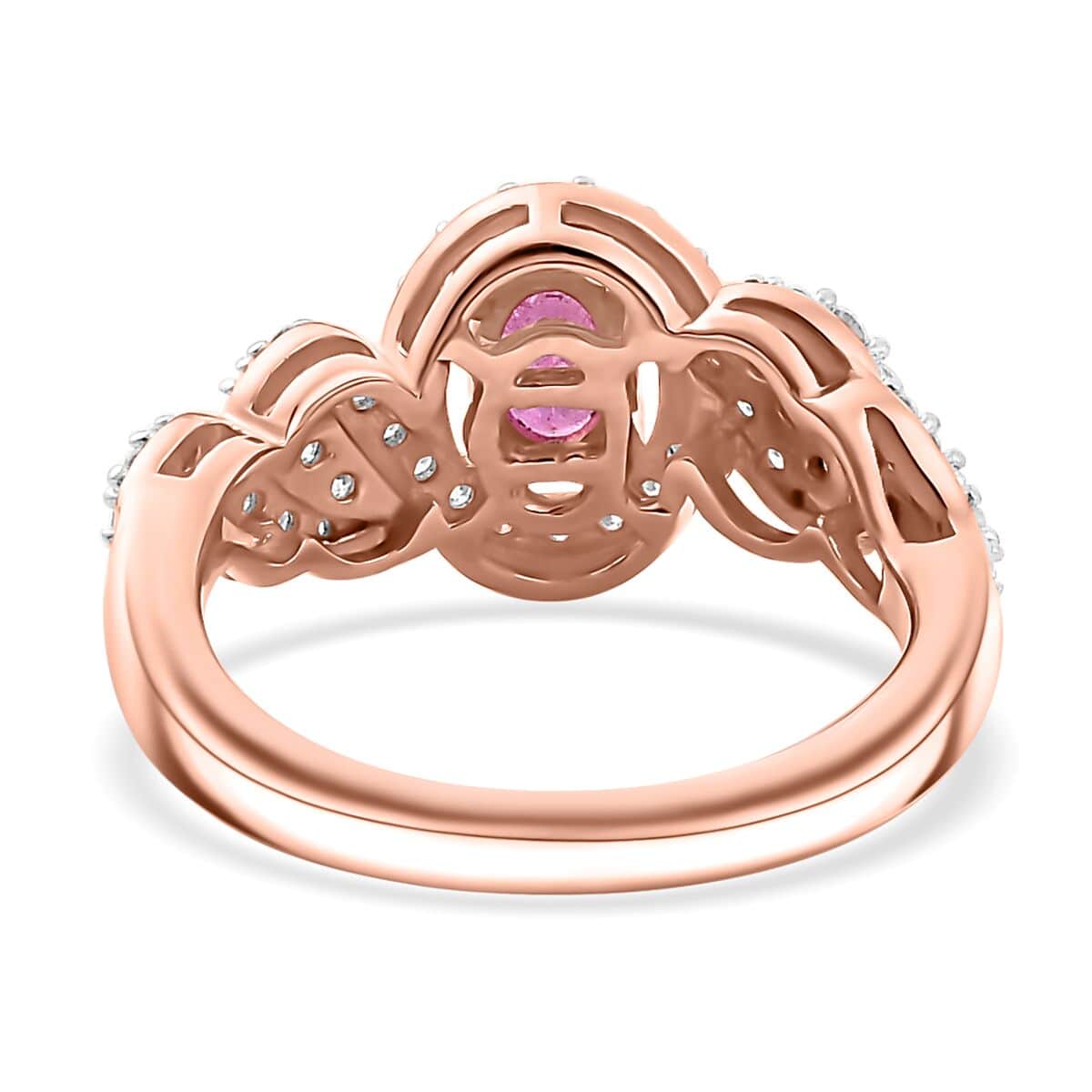 Premium Mozambique Pink Sapphire and Moissanite 1.15 ctw Infinity Blush Ring in 18K Vermeil Rose Gold Over Sterling Silver (Size 10.0) image number 4