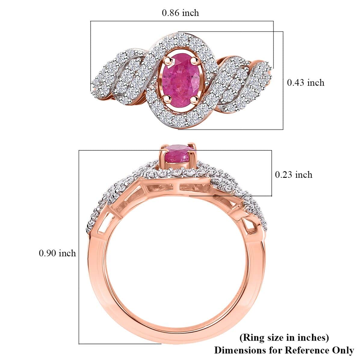 Premium Mozambique Pink Sapphire and Moissanite 1.15 ctw Infinity Blush Ring in 18K Vermeil Rose Gold Over Sterling Silver (Size 10.0) image number 5