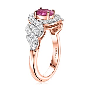 D'Joy Premium Mozambique Pink Sapphire and Moissanite 1.15 ctw Infinity Blush Ring in 18K Vermeil Rose Gold Over Sterling Silver (Size 7.0)
