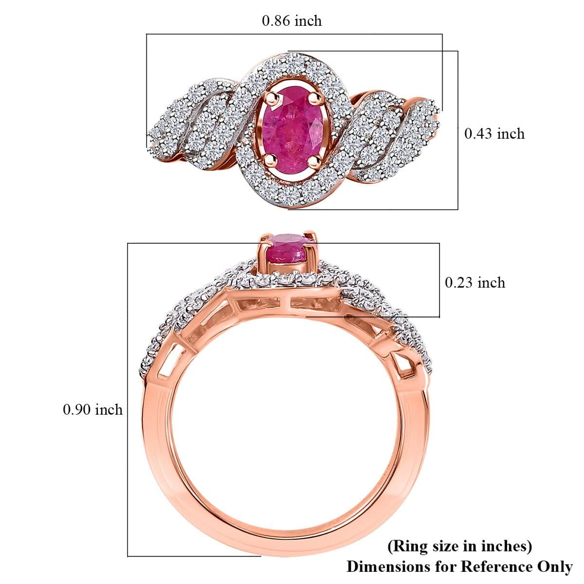 Premium Mozambique Pink Sapphire and Moissanite 1.15 ctw Infinity Blush Ring in 18K Vermeil Rose Gold Over Sterling Silver (Size 7.0) image number 5