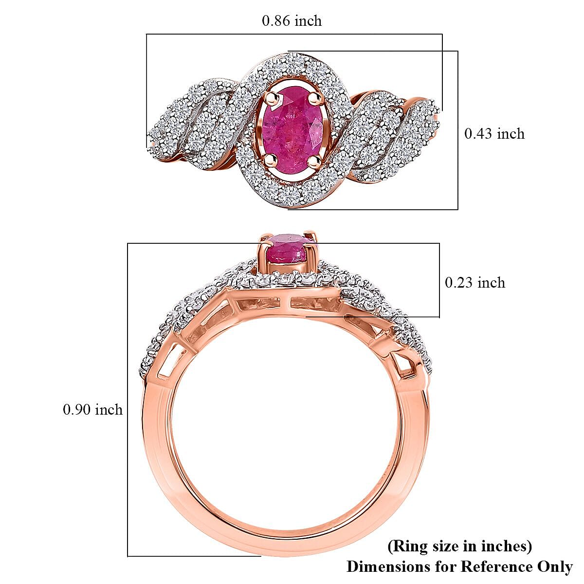 Premium Mozambique Pink Sapphire and Moissanite 1.15 ctw Infinity Blush Ring in 18K Vermeil Rose Gold Over Sterling Silver (Size 8.0) image number 5