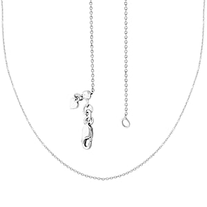 Cable Chain Adjustable Necklace in Rhodium Over Sterling Silver 2.60 Grams 24 Inches