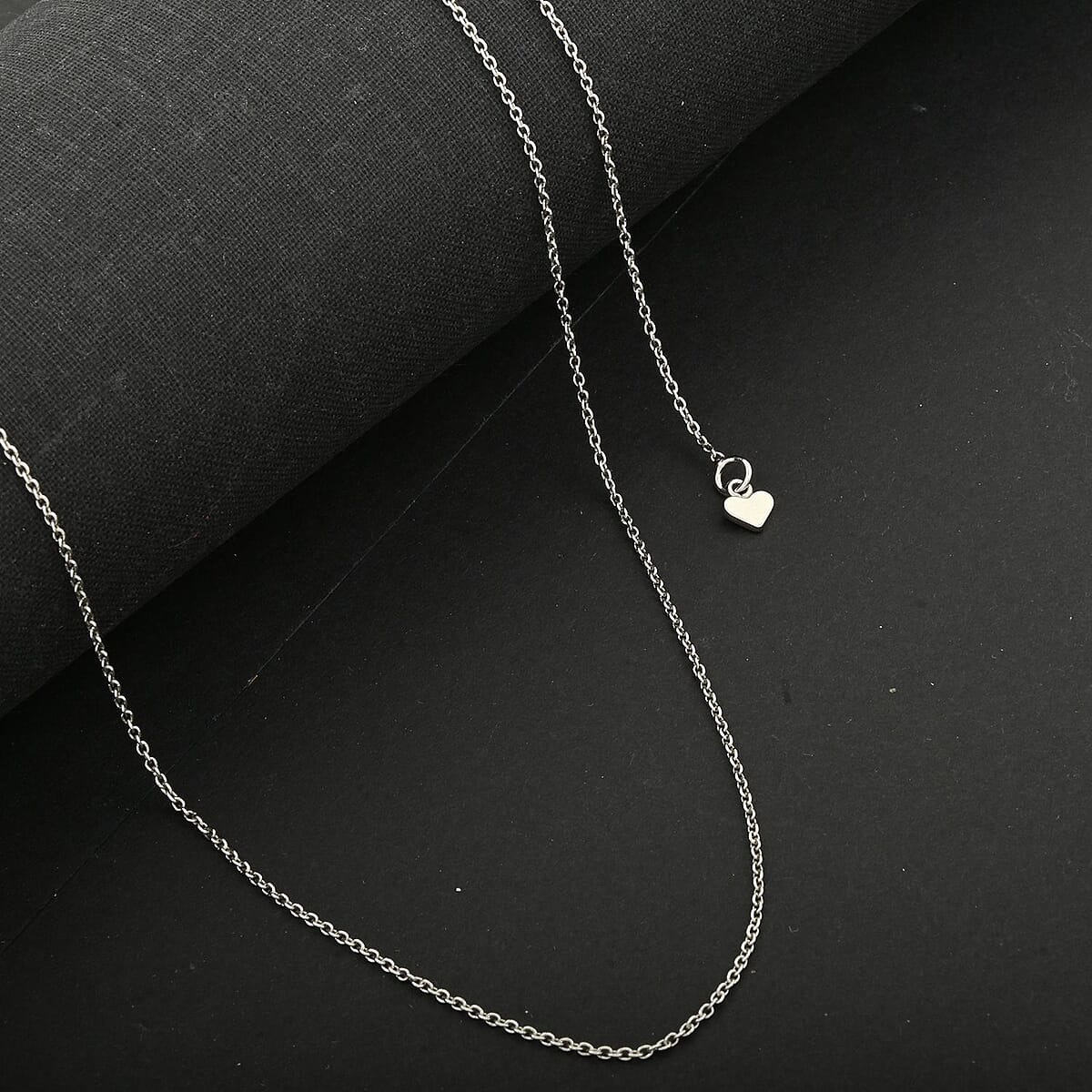 Cable Chain Adjustable Necklace in Rhodium Over Sterling Silver 2.60 Grams 24 Inches image number 1