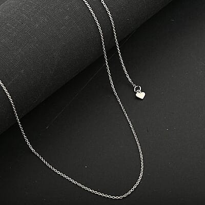 Cable Chain Adjustable Necklace in Rhodium Over Sterling Silver 2.60 Grams 24 Inches