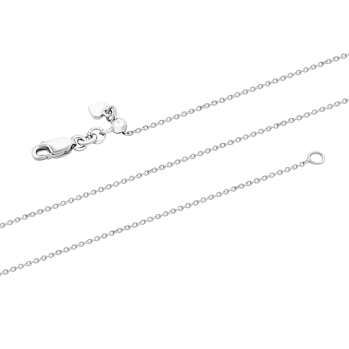 Cable Chain Adjustable Necklace in Rhodium Over Sterling Silver 2.60 Grams 24 Inches image number 2
