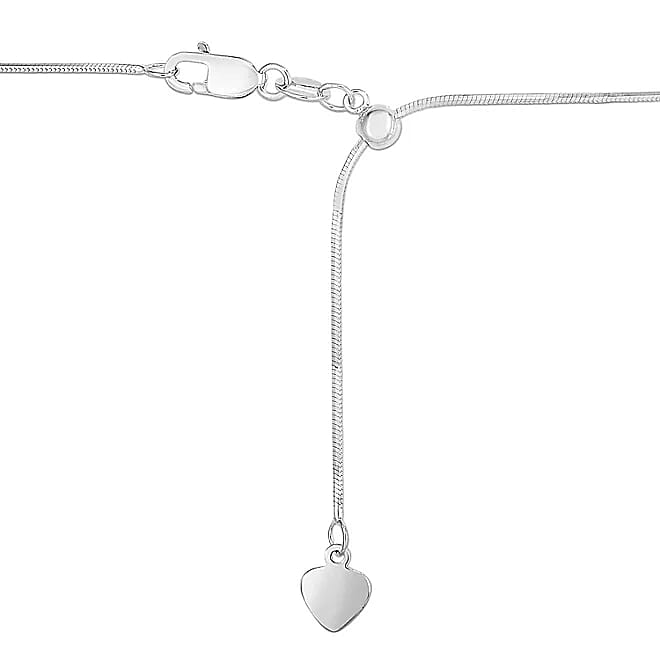 0.8mm Snake Chain Adjustable Necklace in Rhodium Over Sterling Silver 3.50 Grams 24 Inches