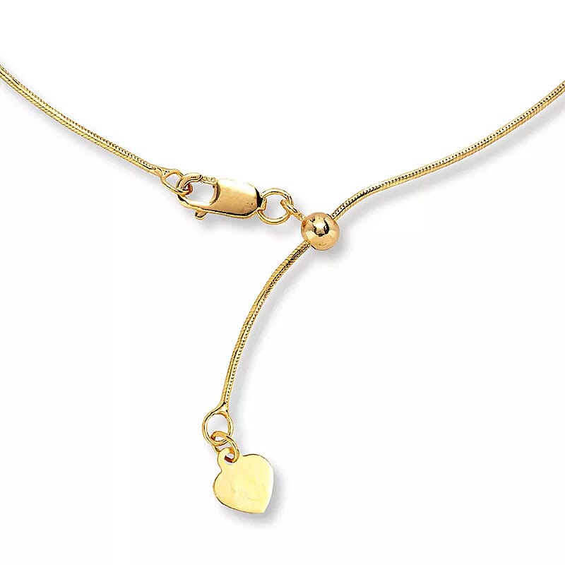 0.8mm Snake Chain Adjustable Necklace in 14K Yellow Gold Over Sterling Silver 3.50 Grams 24 Inches