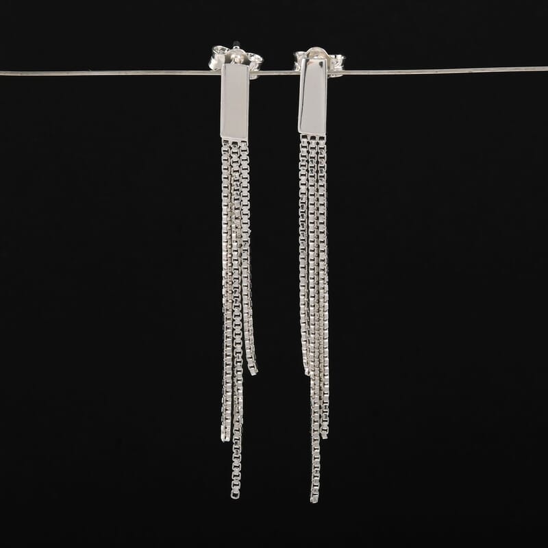 Box Chain Fringes Earrings in Sterling Silver 1.80 Grams