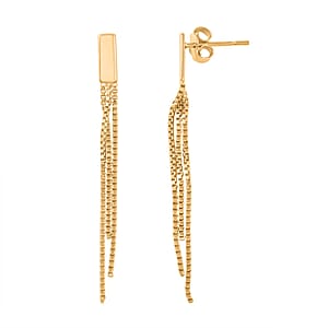 Box Chain Fringes Earrings in 14K Yellow Gold Over Sterling Silver 1.80 Grams